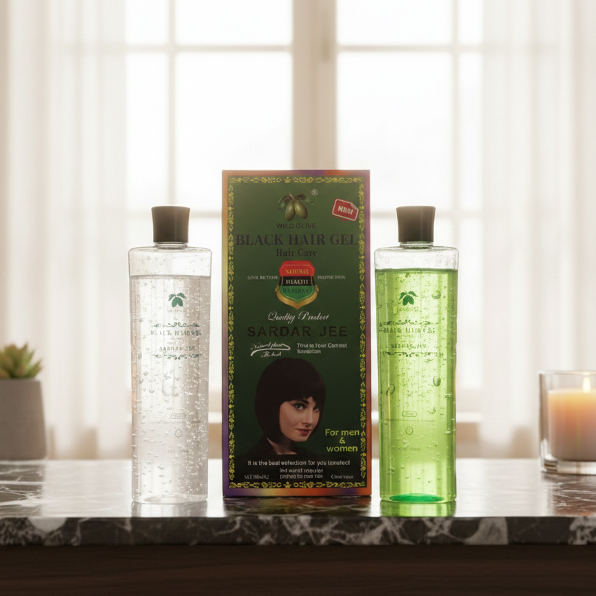 Sardar Jee Black Hair Color Gel – Easy Dyeing Colouring Gel with Oil (2 Bottles, 1000ml) | Long-Lasting Natural Black Hair Color