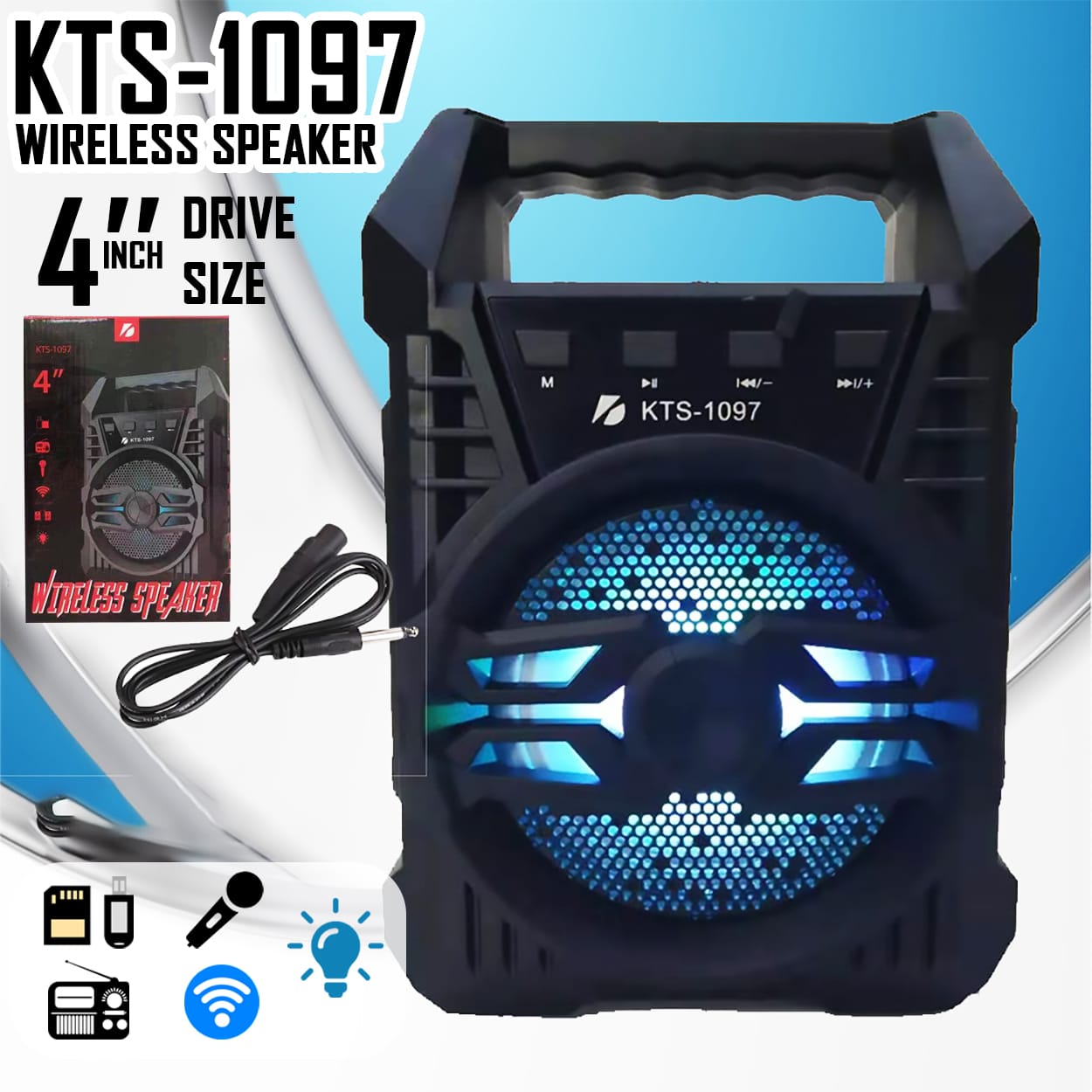 Professional Rechargeable Bluetooth 3.1 Speaker with RGB Light & FM Radio