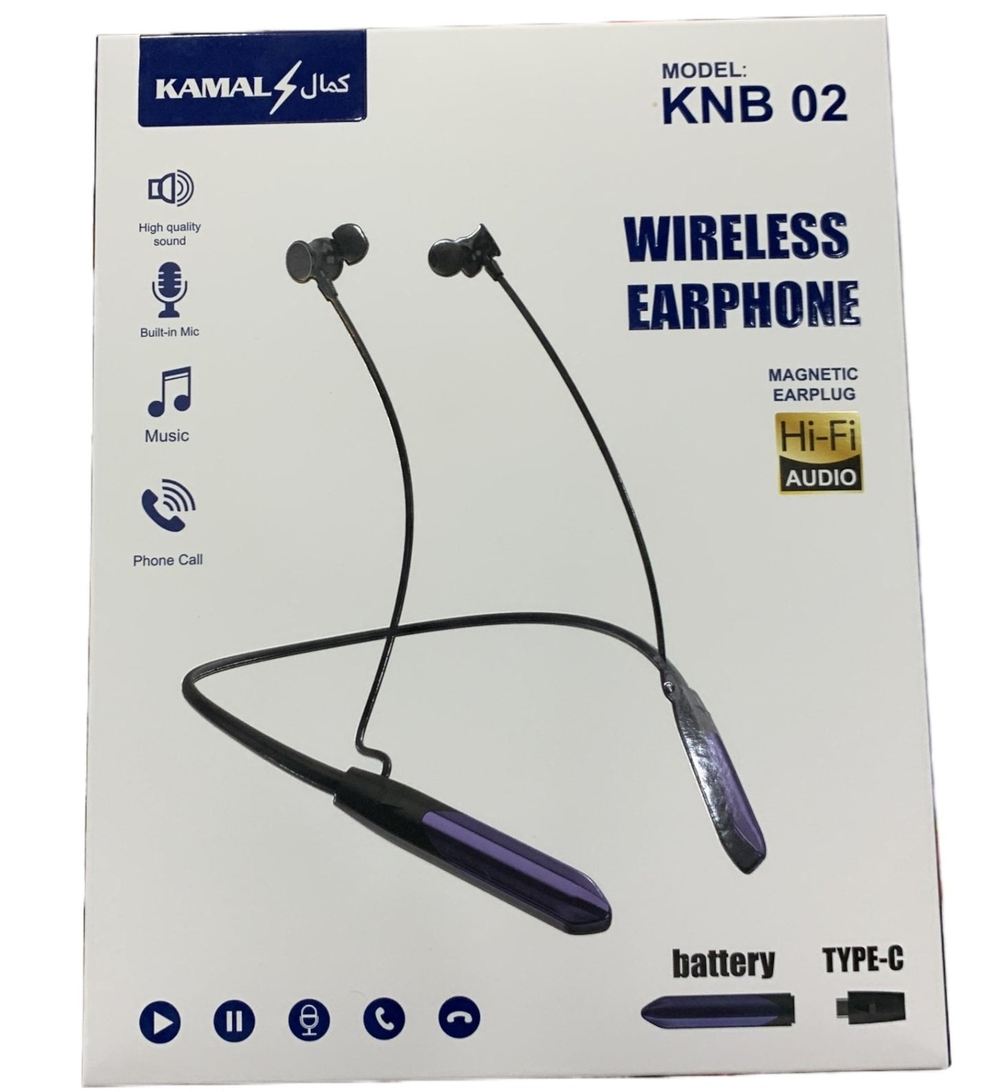 Kamal KNB 02 Wireless Neckband Earphone Stylish Comfortable Durable Design With Clear Sound And Reliable Performance