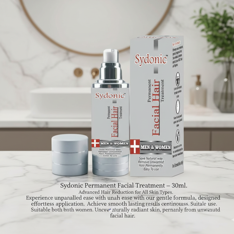 Sydonic Permanent Facial Hair Treatment – 30ml | Advanced Hair Reduction Solution for Men & Women