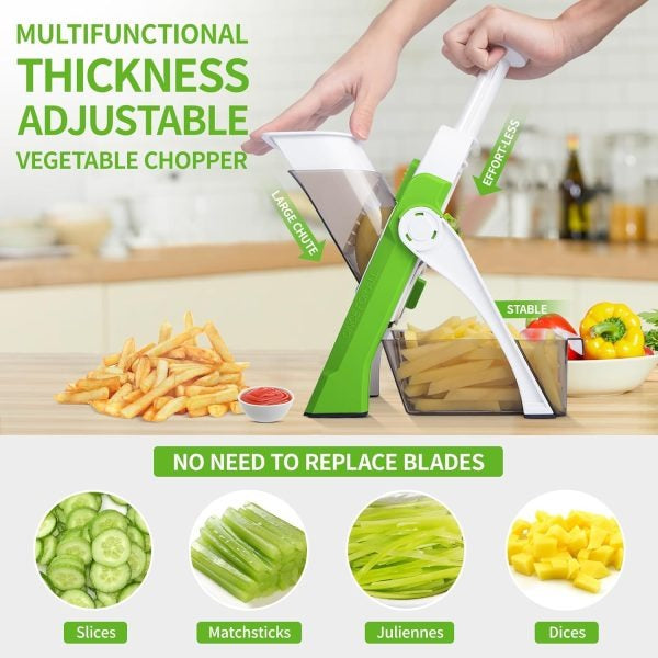 Safe And Multifunctional Mandoline Slicer Adjustable Vegetable Cutter, Precision Slicing Machine For Potatoes, Onions, Carrots, Cucumbers, And Fruits