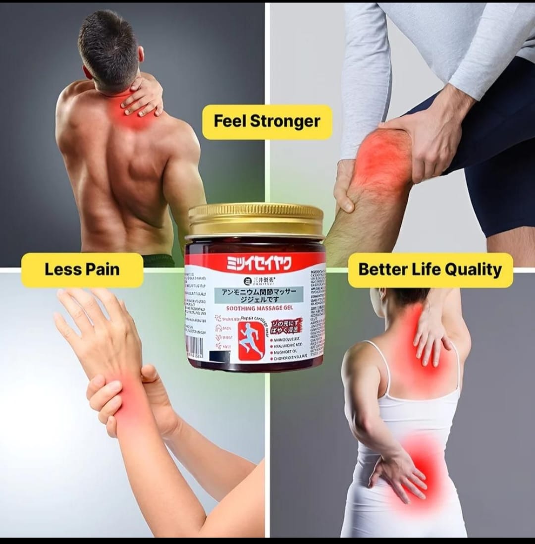 Japanese Formula Soothing Massage Gel for Joint & Muscle Pain Relief – Arnica, Mugwort, Hyaluronic Accid – Back, Neck, Knee & Leg Massage Balm – 100% Herbal Fast Absorption Formula