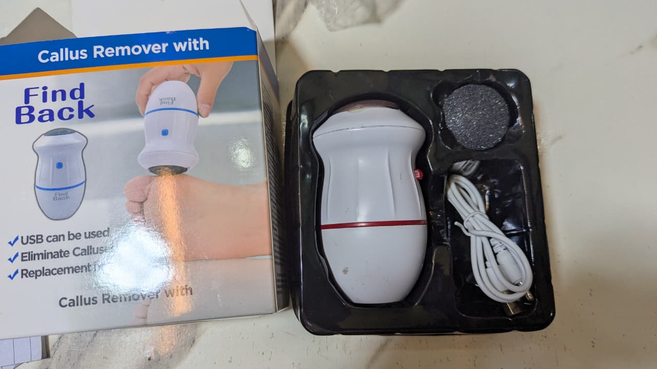 Electric Back Callus Remover with Built-In Vacuum – Rechargeable Foot Grinder for Dead Skin, Cracked Heels & Calluses