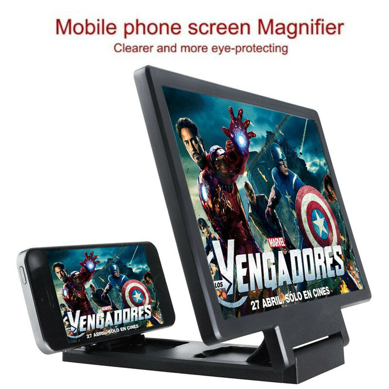 8 Inch 3D Mobile Phone Screen Magnifier HD Video Amplifier Stand Bracket with Movie Game Magnifying Folding Phone Desk Holder