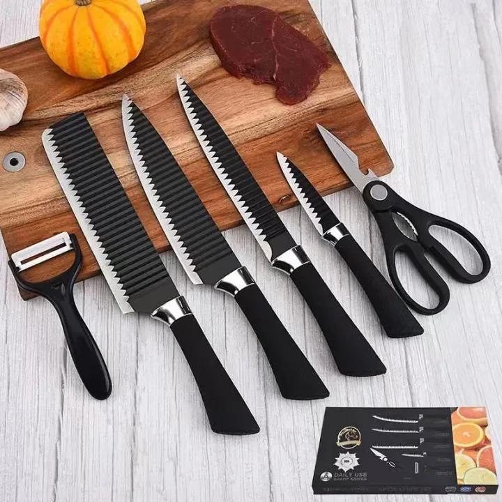 KITCHEN KNIF SET 6 PCS (black color )